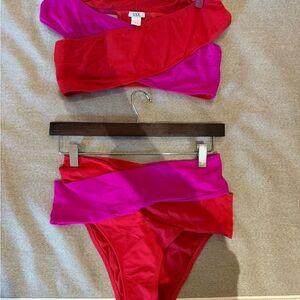 OYE Red and Pink Criss Cross Bikini